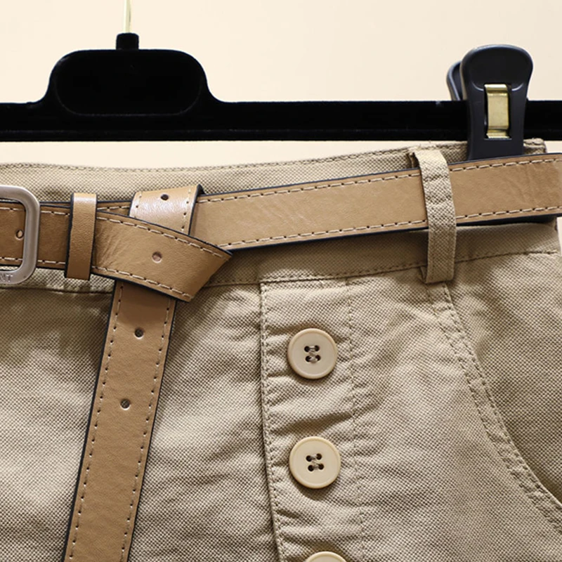 Short Chic pour femmes, coréen, boutons solides, fente latérale, ligne a, jupes à la mode, Chic, Harajuku, pantalons amples d'été, 2025