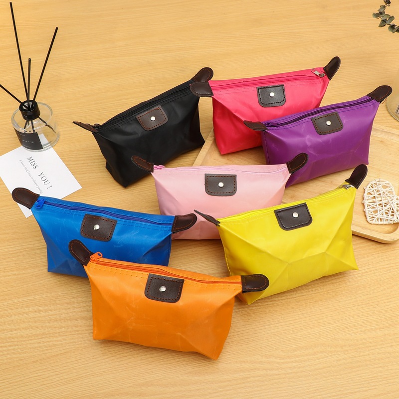 Bolsa de maquillaje plegable para mujer, moño de bola de masa, color caramelo, almacenamiento de cosméticos, bolsa de maquillaje portátil de viaje multifuncional