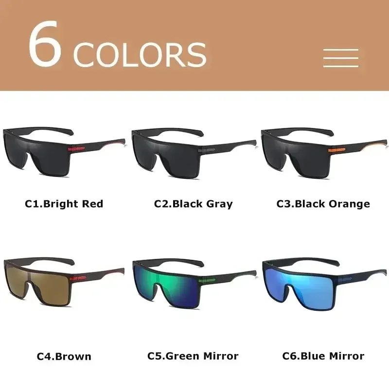 Gafas de sol polarizadas a la moda para hombre, gafas de sol cuadradas de gran tamaño antideslumbrantes con espejo para conductor, gafas UV400 para mujer para hombre