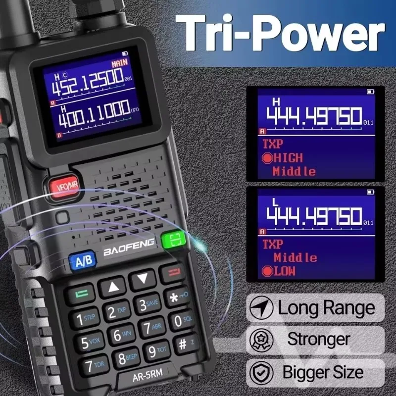 Baofeng AR-5RM Walkie Talkie a banda aerea ad alta potenza da 10 W AM FM UV-5RH NOAA Radioamatore a lungo raggio con frequenza a 6 bande