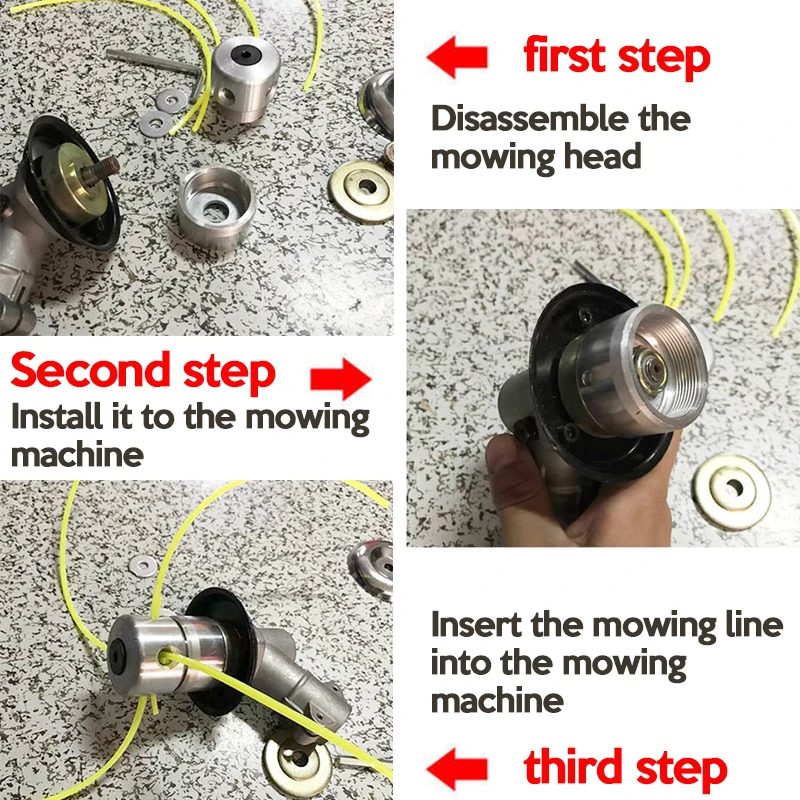 Universal Aluminum Trimmer Head with Four Trimmer Lines for Brush Cutter Grass Trimmer Head Replacement Tool Part