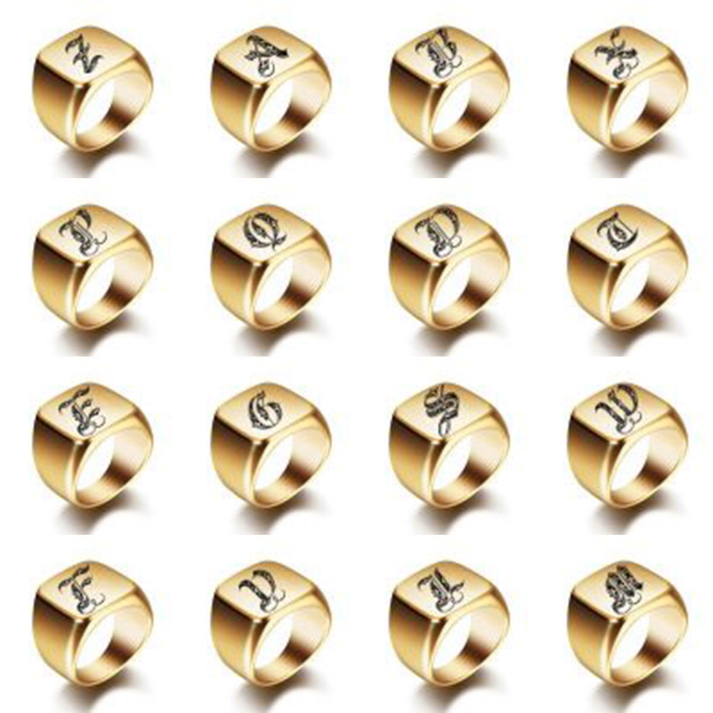 Angepasst Frauen Siegelring Name Brief Muster Logo Edelstahl Ringe Punk Candid Mode Schmuck Männliche Hochzeit Zubehör