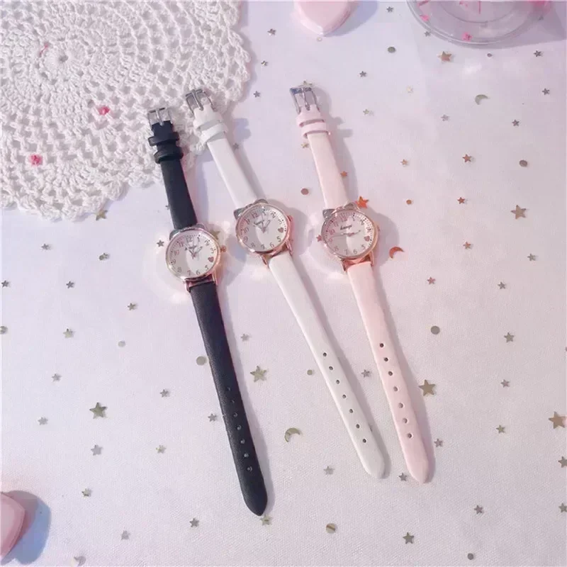 2025 mode Kinder Liebe Digitale Zifferblatt Kinder Set Uhr Lederband Quarz Uhren Kind Mädchen Uhr kinder Uhr + armband