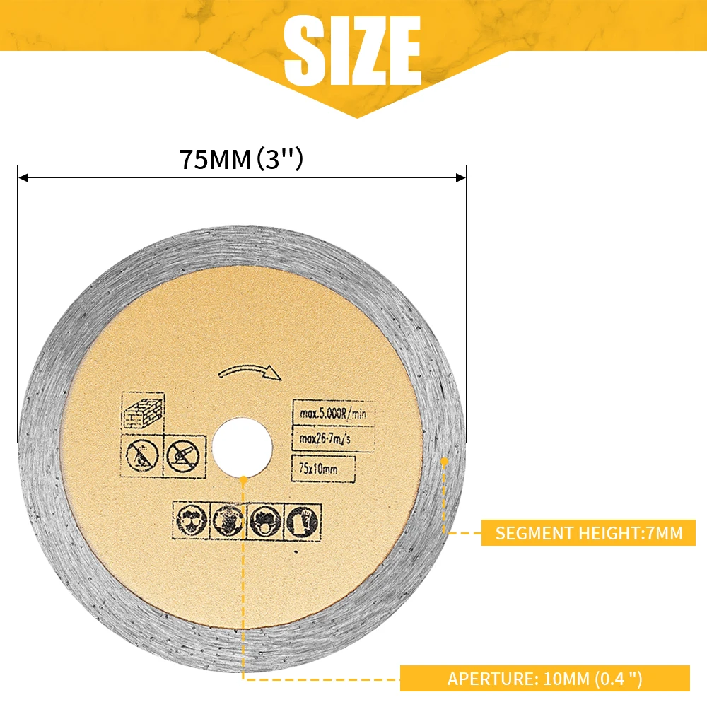 3 inch diamantzaagblad 75 mm steendoorslijpschijf mini tandeloze afgesneden wiel voor marmer keramiek beton graniet snijden 1-3 stuks