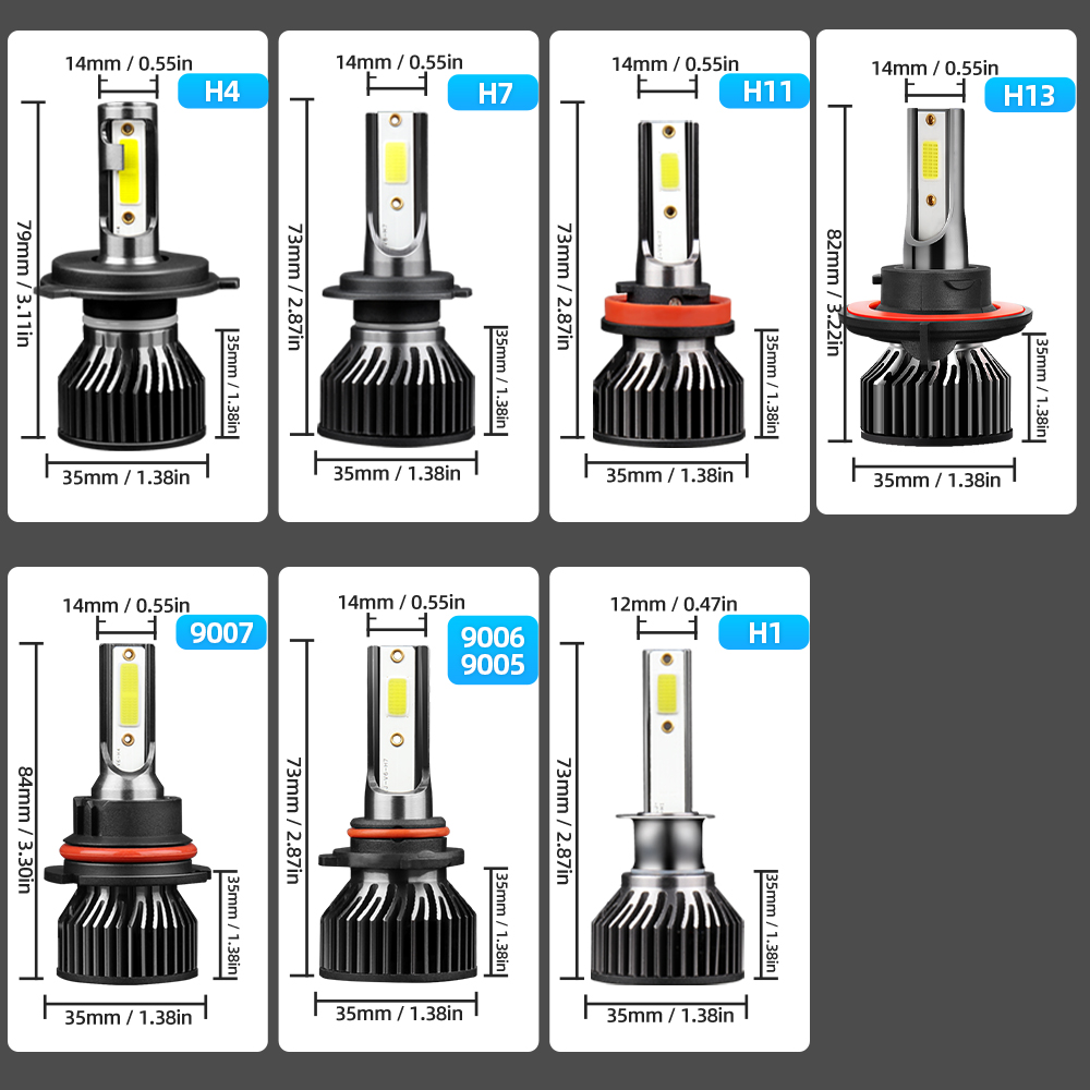 30000LM 200W H1 H7 H11 9005 9006 H4 9004 9007 H13 LEDไฟหน้าBright 6500Kสีขาวสําหรับรถยนต์Plug & Playพัดลมเงียบ,แพ็ค 2