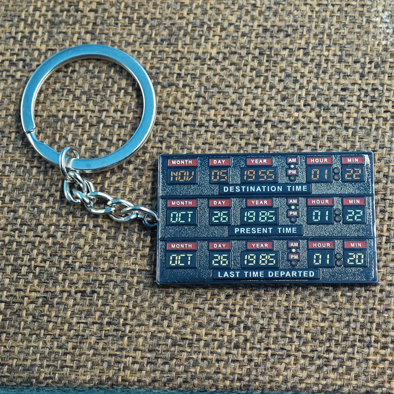 시간 회로 키 체인 Marty McFly Doc Brown 시간 여행 선물 클래식 영화 Back To The Future Delorean Replica Prop Keyring