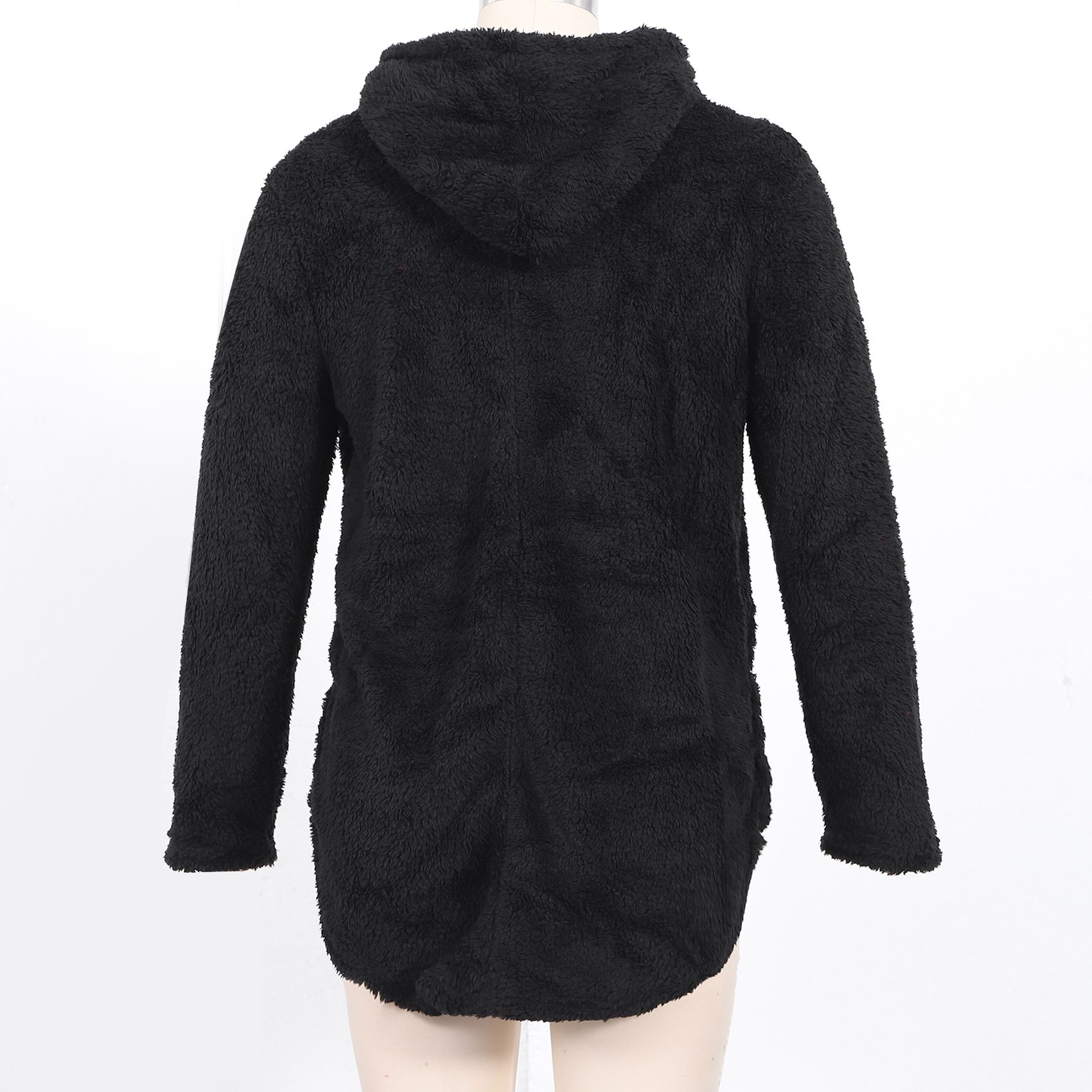 Damen mantel übergroße Größe Knopf Plüsch Tops Kapuze lose Strickjacke Outwear Winter jacke,