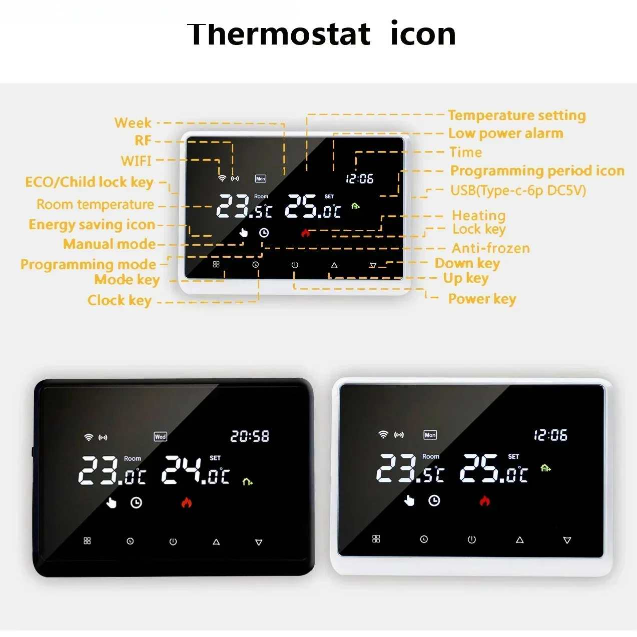 Tuya RF WiFi Smart Thermostat Temperature Controller for Gas Boiler Water Heating Wireless WiFi Thermostat Work with Alexa Googe