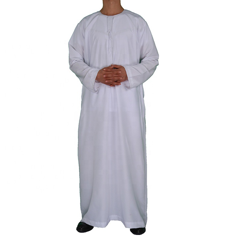 Hồi Giáo Nam Thời Trang Jubba Thobe Tay Dài Màu Trắng Phối Màu Cổ Tròn Hồi Giáo Ả Rập Dài Nam Abaya Hồi Giáo Quần Áo