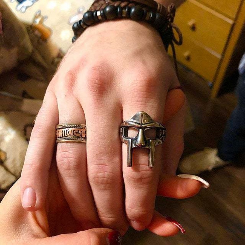 Máscara de faraón retro Anillo de articulación ajustable para hombres Gladiador Punk Faraón egipcio Anillo abierto para hombres
