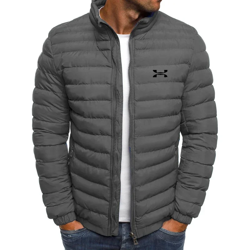 Jaqueta de inverno, gola alta masculina, parka quente, marca casual de moda de rua, jaqueta de inverno masculina ao ar livre