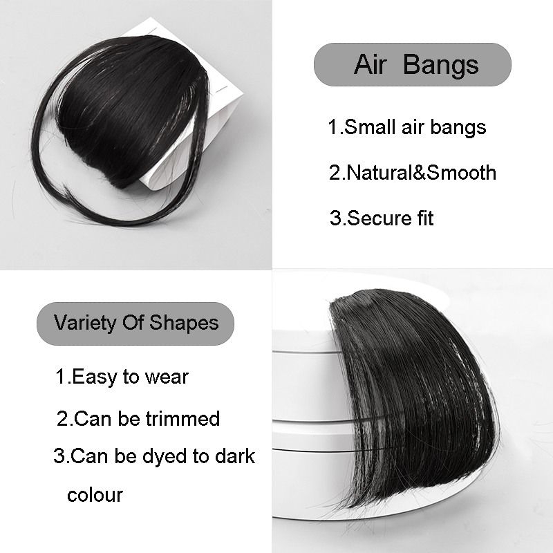 MANWEI วิกผมสังเคราะห์ Air Bangs ธรรมชาติสั้นสีน้ำตาลสีบลอนด์สีดำปลอมผมขยาย Fringe