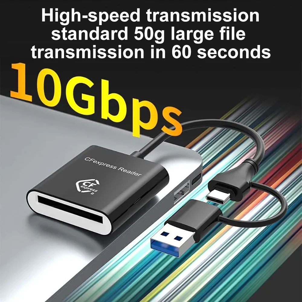 Устройство чтения карт CFexpress Type B, 10 Гбит/с, устройство чтения карт USB3.2 Gen2 USB-C CFe для Android Windows XP/Vista/7/8/8.1/10/11 Mac OS