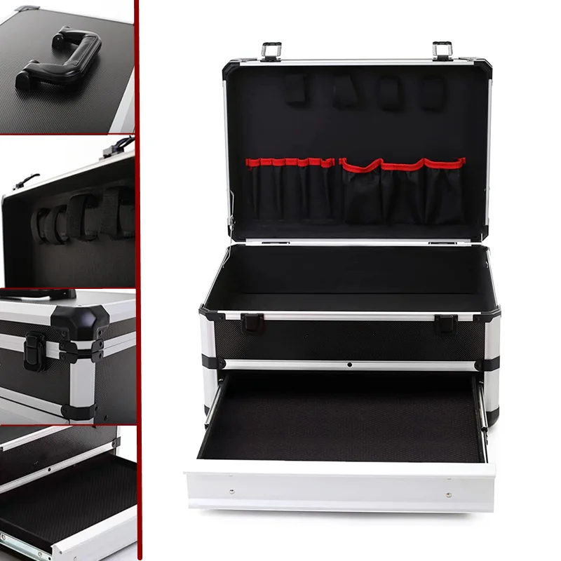 Aluminum Alloy Tool Box Portable Hard Case Tool Box Organizer Drawer Tool Storage Case Household Hardware Equipment Toolbox 공구통