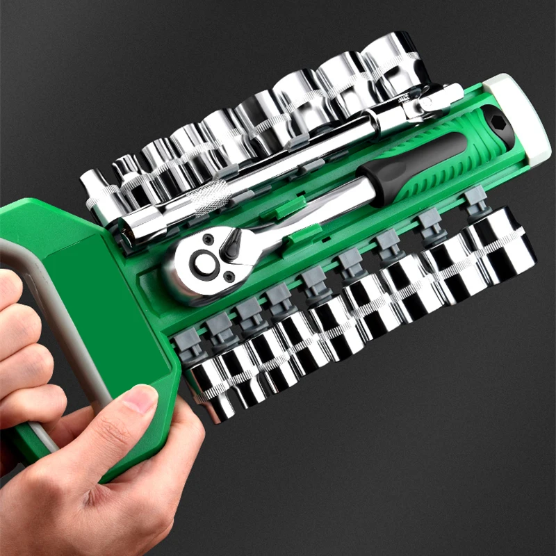 Galacok CRV Ratchet Spanner 3/8 Automotive Mechanic Tool Box Set Garage Car Repair Socket Wrench Set DIY Workshop Hand Tools