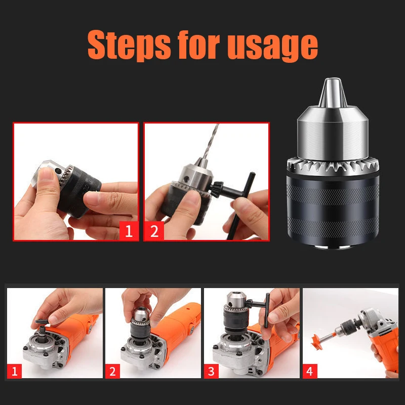 Amoladora angular, pinza de conversión de taladro eléctrico, soporte de portabrocas de 10mm, adaptador de taladro eléctrico, conversión M10 para amoladora angular eléctrica de 4"