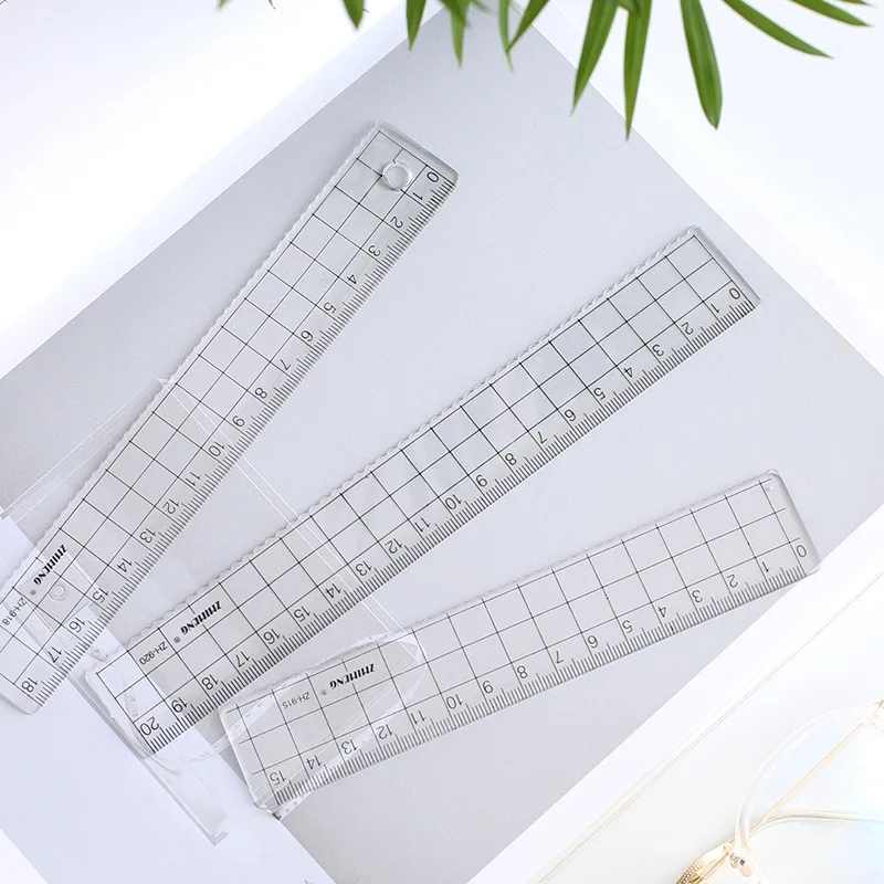 1 pz stile semplice 15cm 18cm 20cm trasparente semplice righello quadrato righello carino cancelleria disegno forniture