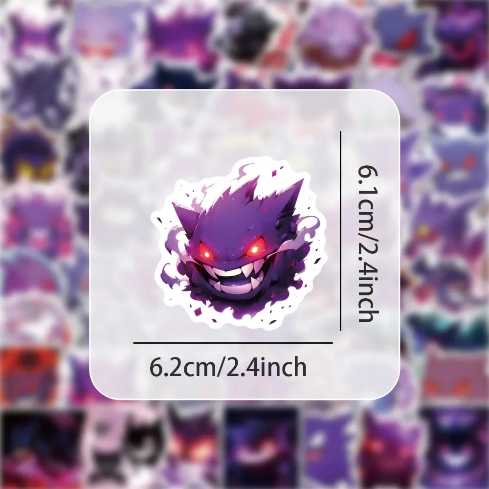 50PCS 귀여운 포켓몬 Gengar 만화 스티커 데칼 DIY 장식 노트북 전화 가방 노트북 냉장고 Kawaii 낙서 장난감