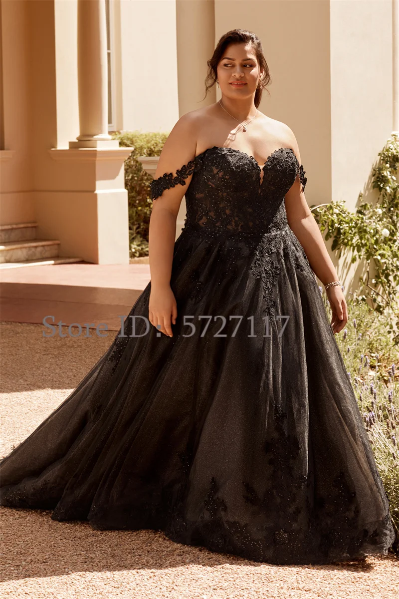 Elegant Sweetheart Tulle งานแต่งงานชุด Sequins Appliques ลูกไม้ปิดไหล่ชุดเจ้าสาว Party Custom Made