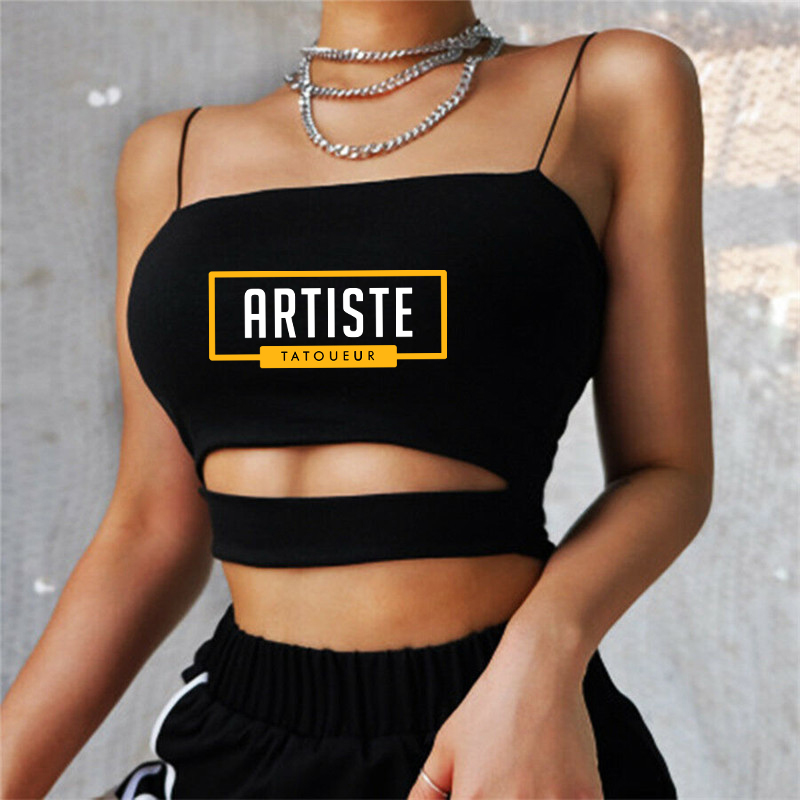 Kaus balutan tanpa lengan seksi Wanita Atasan mode musim panas kustom Tank Top renda hitam wanita dengan cetak Logo Anda
