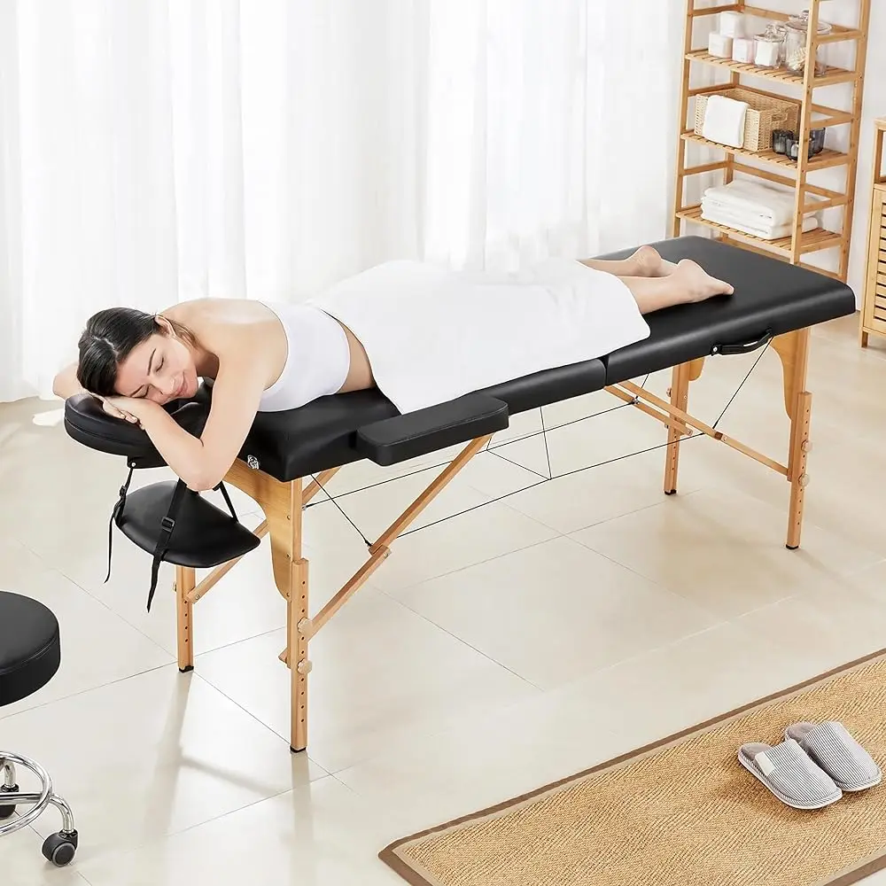 24 inch Massage Table Portable Lash Beds Spa Bed Massage Couch Foldable Spa Tables Adjustable 2 Fold with Non-Woven Bag