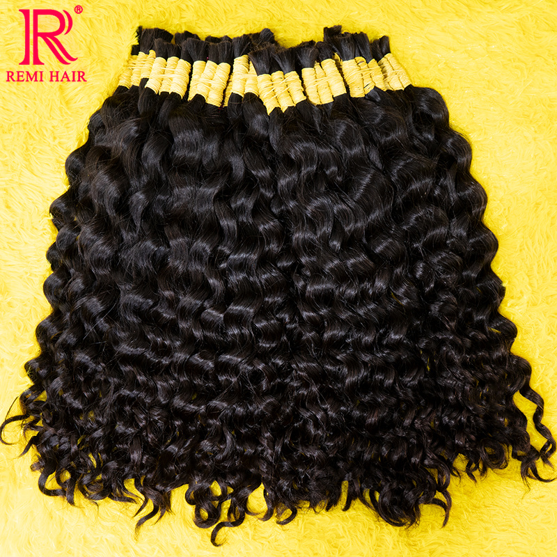 หลวมลึกผมอินเดีย 100% Real Remy ผม Unprocessed ไม่มี Weft Curly Human Hair Extensions ทอผ้าผมสําหรับผู้หญิง Braiding