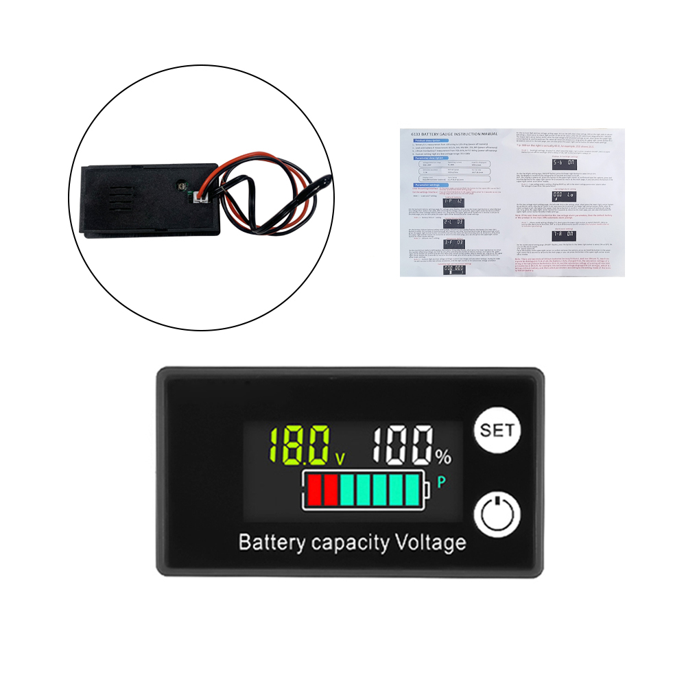 Indicador de capacidad de batería de DC8-100V medidor de electricidad Digital LCD no impermeable plomo-ácido litio LiFe PO4 medidor de voltaje