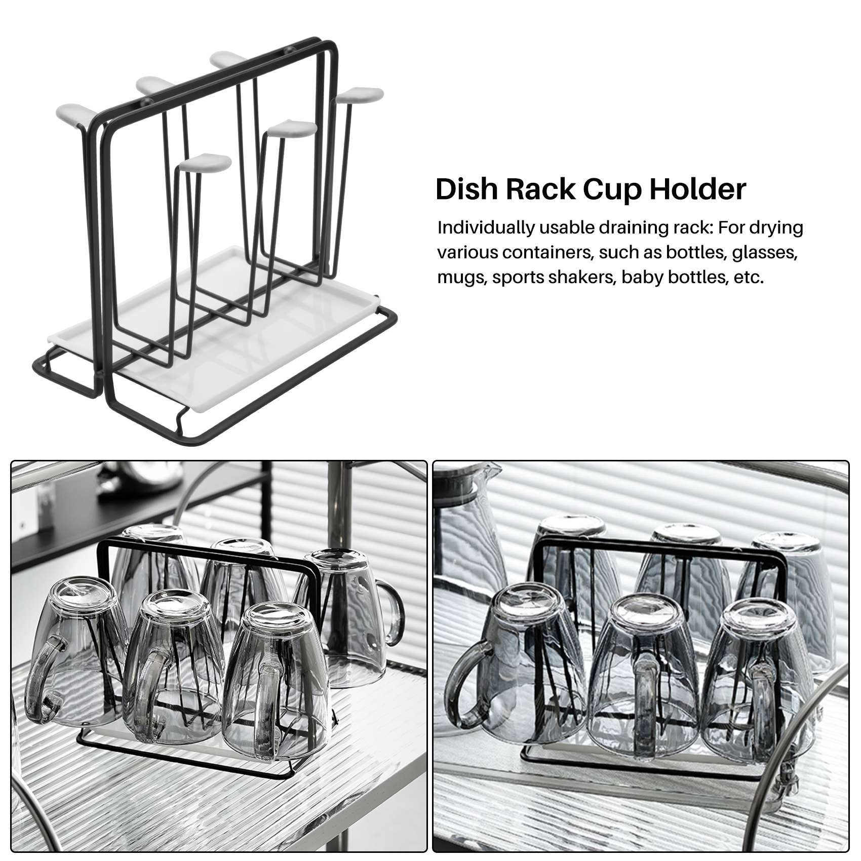 Suporte de garrafa de metal para escorredor de prato de 6 garrafas, rack de gotejamento para navios com bandeja de gotejamento, para,,