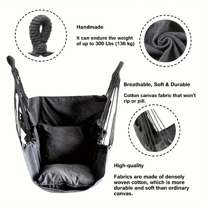 Hamaca de tela, mecedora oscilante con bolsa de almacenamiento, silla de dormitorio, hamaca antivuelco portátil para acampar y jardín al aire libre