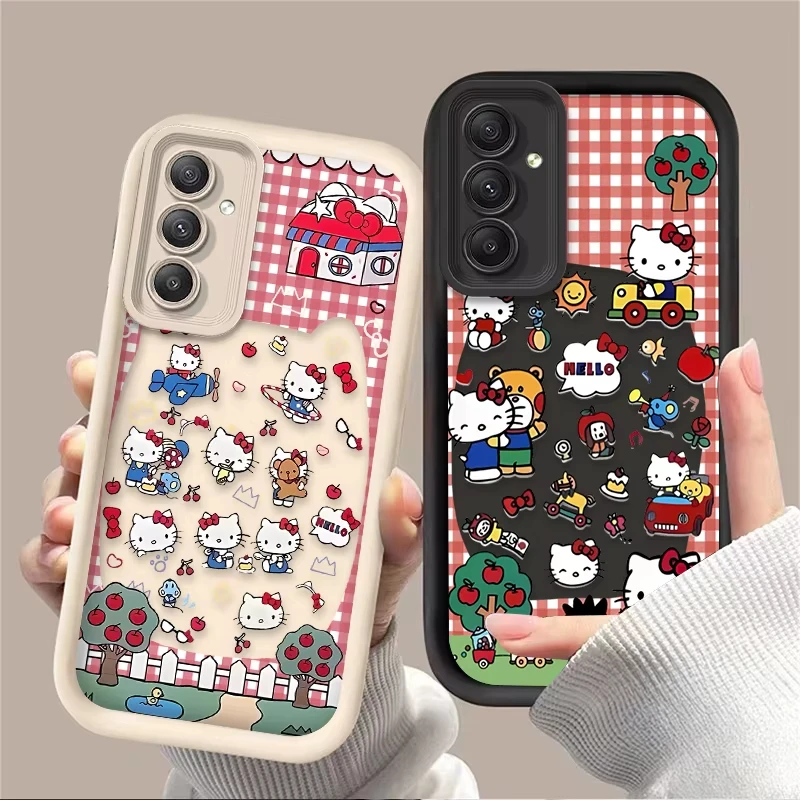 Casing Ponsel Kartun Hello Kitty Lucu untuk Samsung Galaxy A14 A15 5G S21 S22 S23 S24 S25 FE Plus Ultra A25 A35 A52 A53 A54 A55 5G