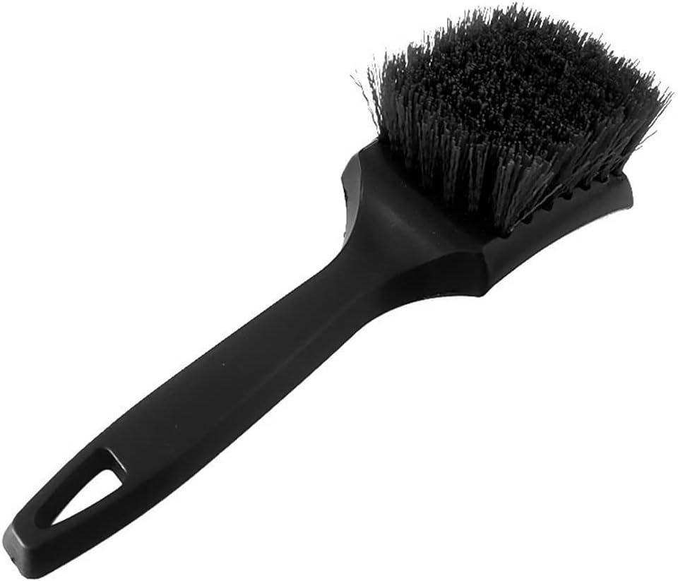 Cepillo para neumáticos de 1 pieza, cepillo de limpieza de ruedas de cerdas duras negras, cepillo para alfombras, cepillo para detalles, rueda sin arañazos y cepillo para neumáticos para coche