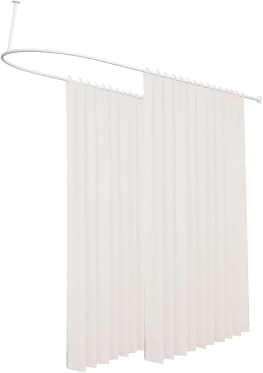 Beauty Salon Partition Privacy Screen, Iron Art Profiles Room Dividers Pole with Curtain for Dividing Room Hanging Curtains (Col