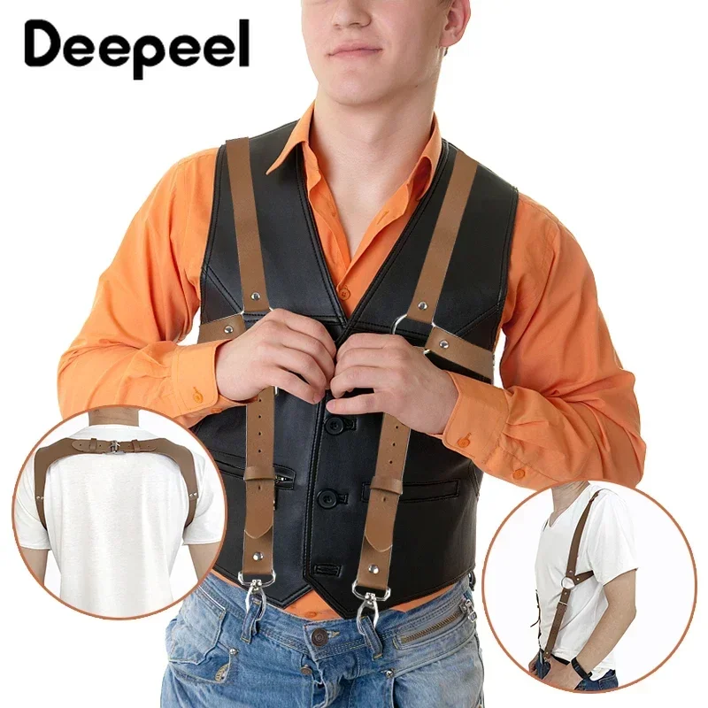 1Pc Mode Mannen Bretels Vintage Kunstleer Band Mannen Jarretel Bretels Harnas Punk Borst Schouder BeltApparel Accessoires