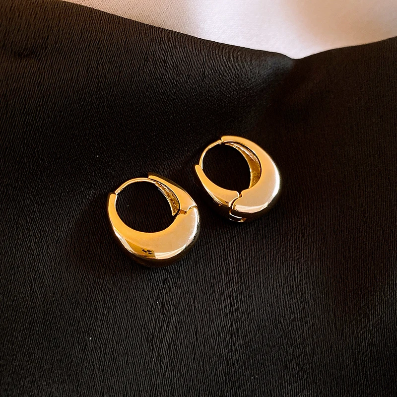 Orecchini a cerchio geometrici in stile metallico per le donne Moda coreana Premium Fibbia per l'orecchio Semplice temperamento pendolare Gioielleria raffinata