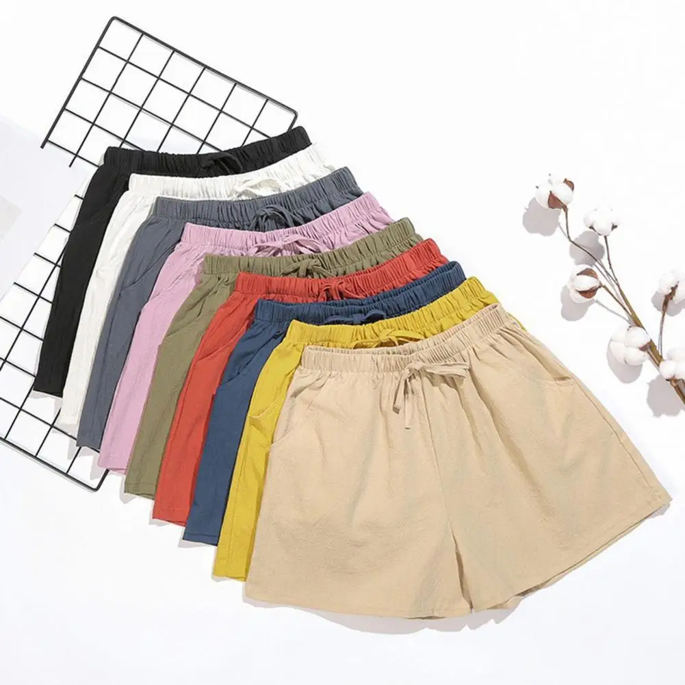 여름 여성 반바지 탄성 높은 허리 느슨한 Drawstring 스포츠 조깅 Homewear 짧은 바지 파자마 반바지