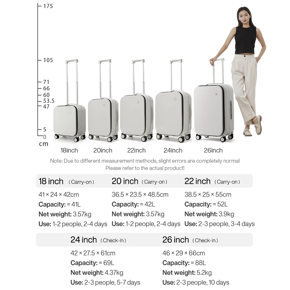 Mixi ใหม่กรอบอลูมิเนียมกระเป๋าเดินทางเปิดด้านหน้า Rolling กระเป๋าเดินทาง 18 20 นิ้วพกพา 22 24 26 นิ้ว M9291