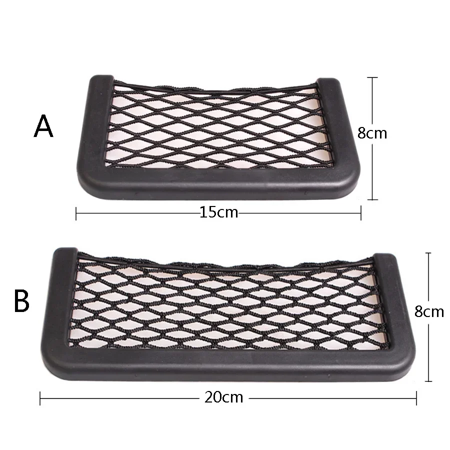 1 Chiếc/2 Chiếc Xe Người Tổ Chức Túi Lưu Trữ Tự Động Dán Lưới Túi Điện Thoại Phụ Kiện Ô Tô 20*8CM 8*15CM Đa Năng