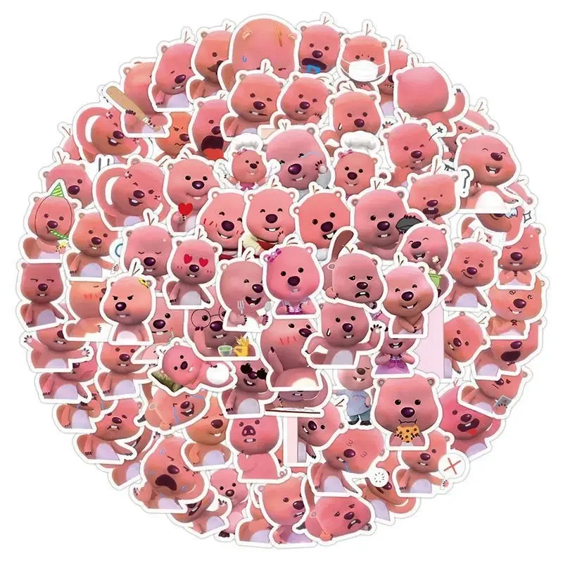 120PCS Korean Loopy Stickers Little Beaver Cute Cartoon Expression Pack Sticker for Laptop Refrigerator Desktop Skateboard Decor