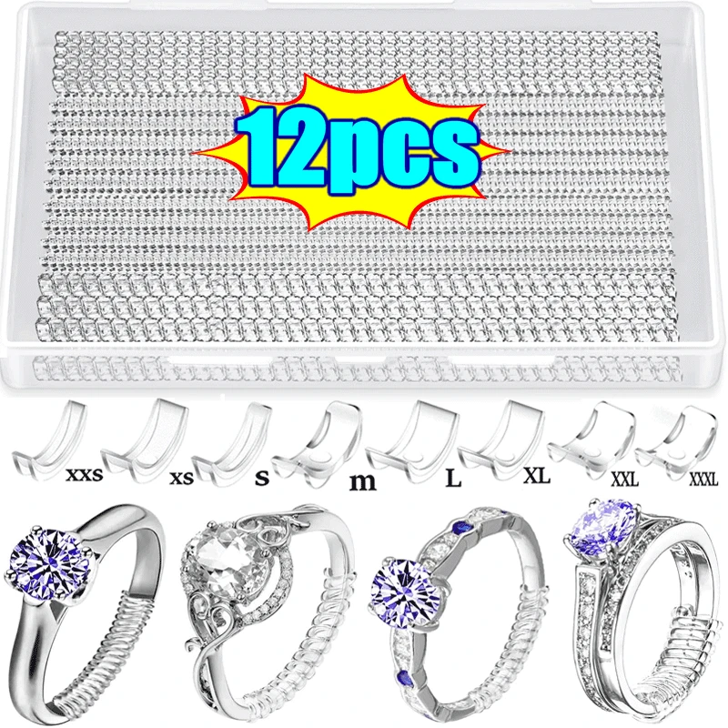 Anillo tensor en espiral de 10 Cm y 4 tamaños, ajuste de silicona transparente para anillo suelto, protector de joyería, ajuste de tamaño del anillo