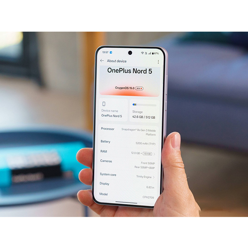 Versión Global OnePlus Nord 5 Smartphone android Snapdragon 8s Gen 3 1.5K Pantalla AMOLED 50MP LYT-700 Cámara OxygenOS 15