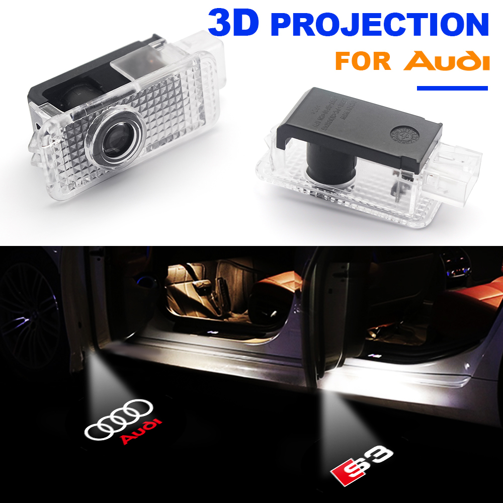 LED Door Sign Welcome Light Laser Projection Light For Audi Sline S3 S4 S5 S6 S7 RS Quattro Q7 Q5 A4 Car Accessories Decoration