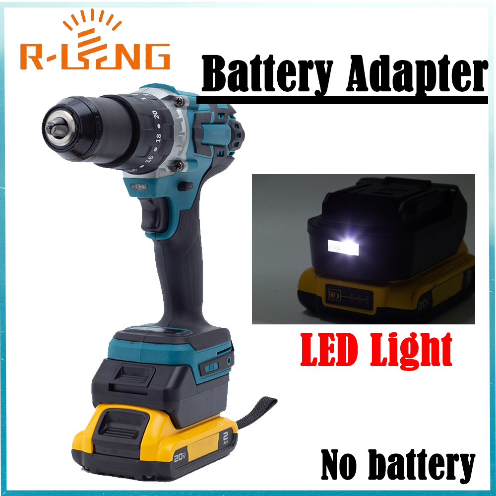 อะแดปเตอร์แปลงแบตเตอรี่สําหรับ DeWalt 18V Li-Ion สําหรับ Makita 18V BL Series ไร้สายเครื่องมือ W/ไฟ LED และ USB (ไม่มีแบตเตอรี่)