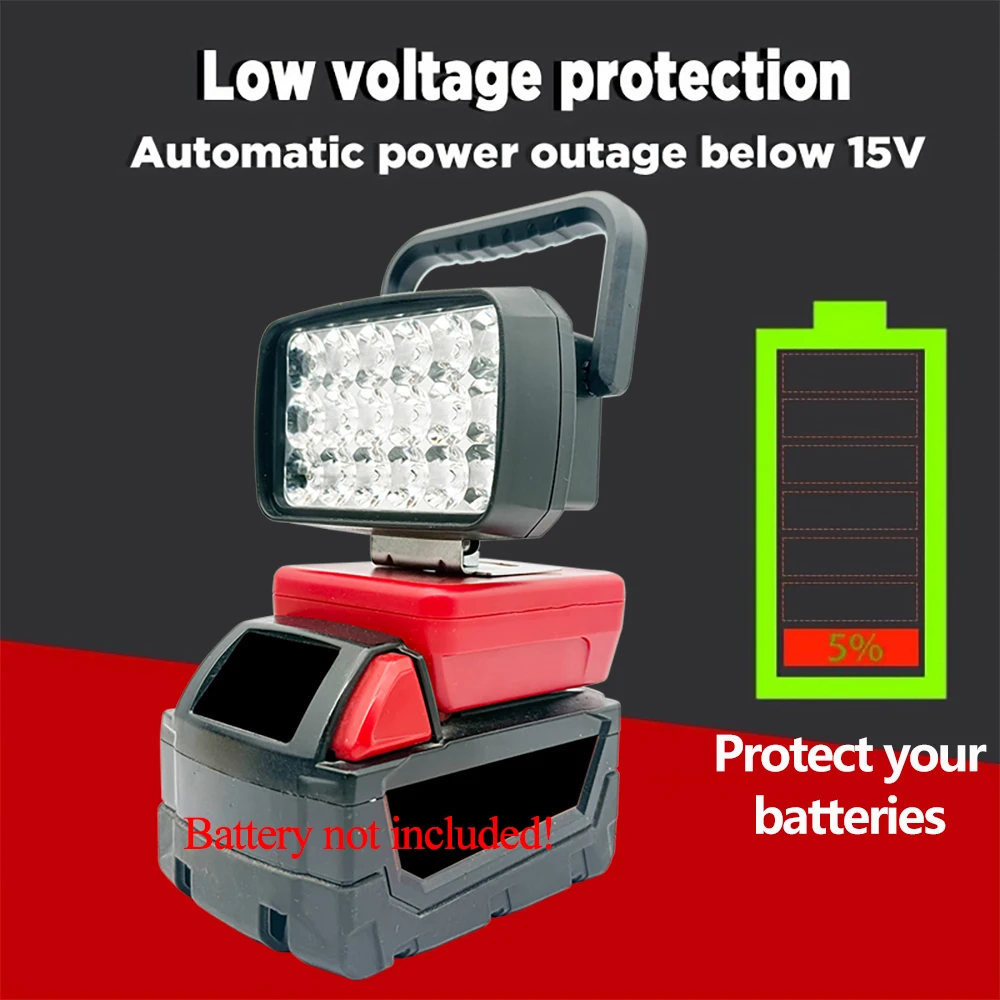 18 LED Portable Lanterns Spotlight Torch LED Work Lights Lamp for Makita BL1830 for Milwaukee for Dewalt 18V 20V Lithium Battery