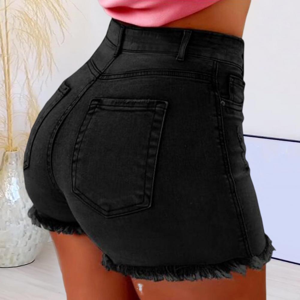 Zomer Dames Slanke Shorts Broek Mode Dames Jeans Gebroken Denim Shorts Gescheurde Jeans Hoge Taille Hotpant Slim Fit