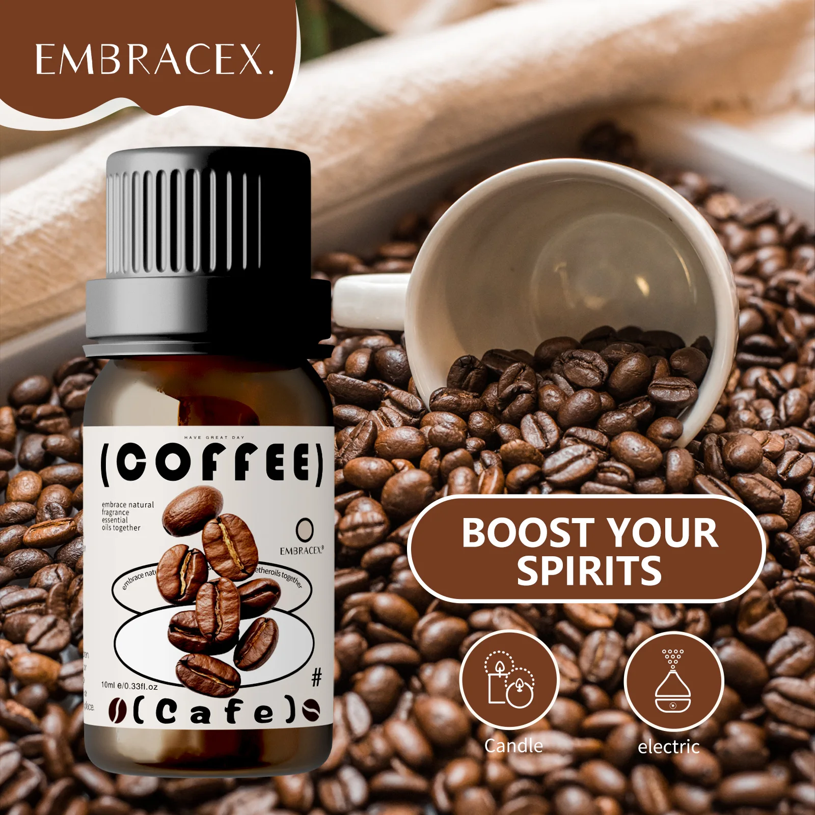 10ml Coffee Fragrance Perfume Essential Oils Refreshing Car Aromatherapy Cafe Parfum For Aroma Diffusers Perfume Oil