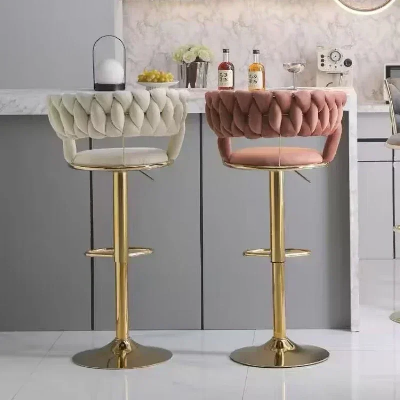 1 Piece Light Luxury Adjustable Rotating Bar Chair, Bar Counter Chair, Household High Stool, Front Desk, Cashier Chair Bar Stool