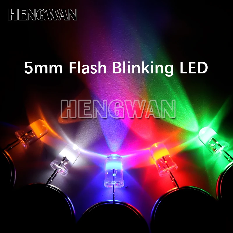 50pcs 5mm White Green Red Blue Yellow Light Emitting Diode Automatic Flashing LED Flash Control Blinking 5 mm 1.5HZ