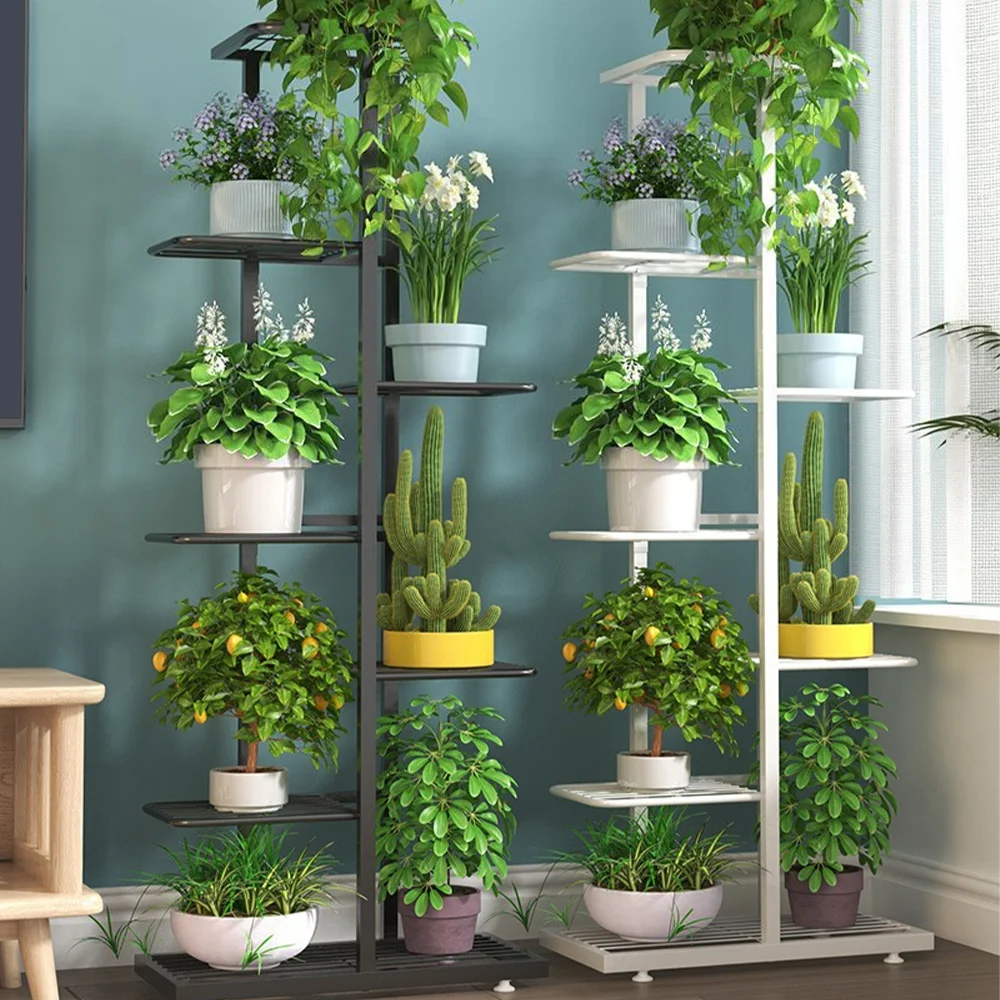 Supporto per piante Supporto per fiori Ferro 3/7 strati Scaffale per piante Organizzatore per piante Porta piante Espositore Decorazione da giardino