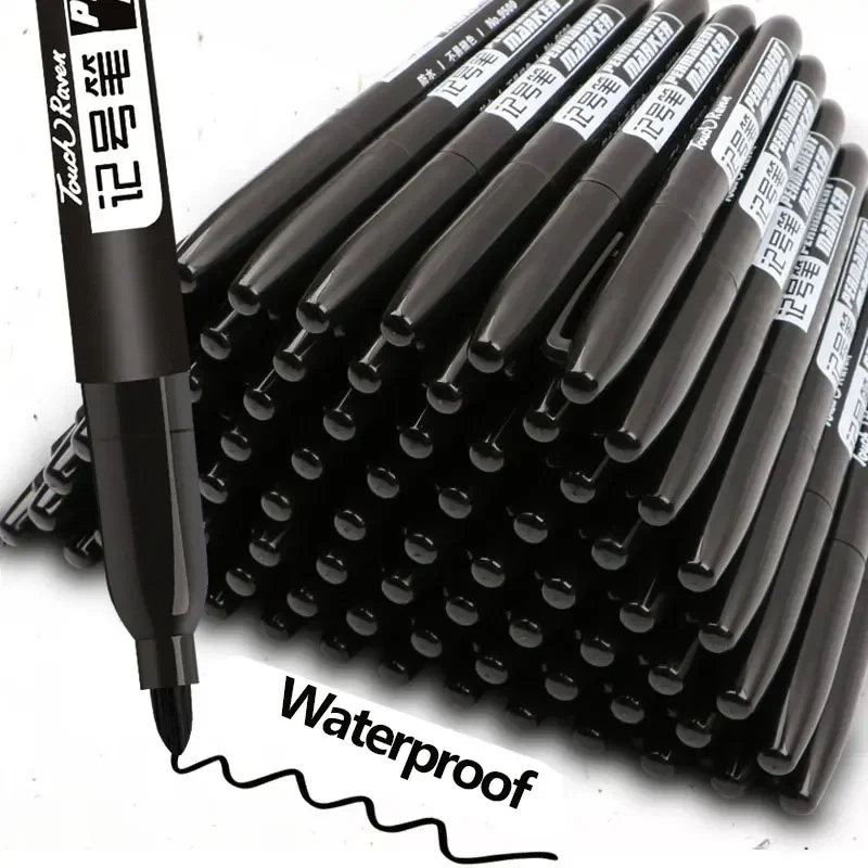 Rotulador permanente, marcadores de dibujo, negro, azul, rojo, tinta impermeable, bolígrafos para bocetos, papelería, arte, suministros escolares para vidrio y Metal