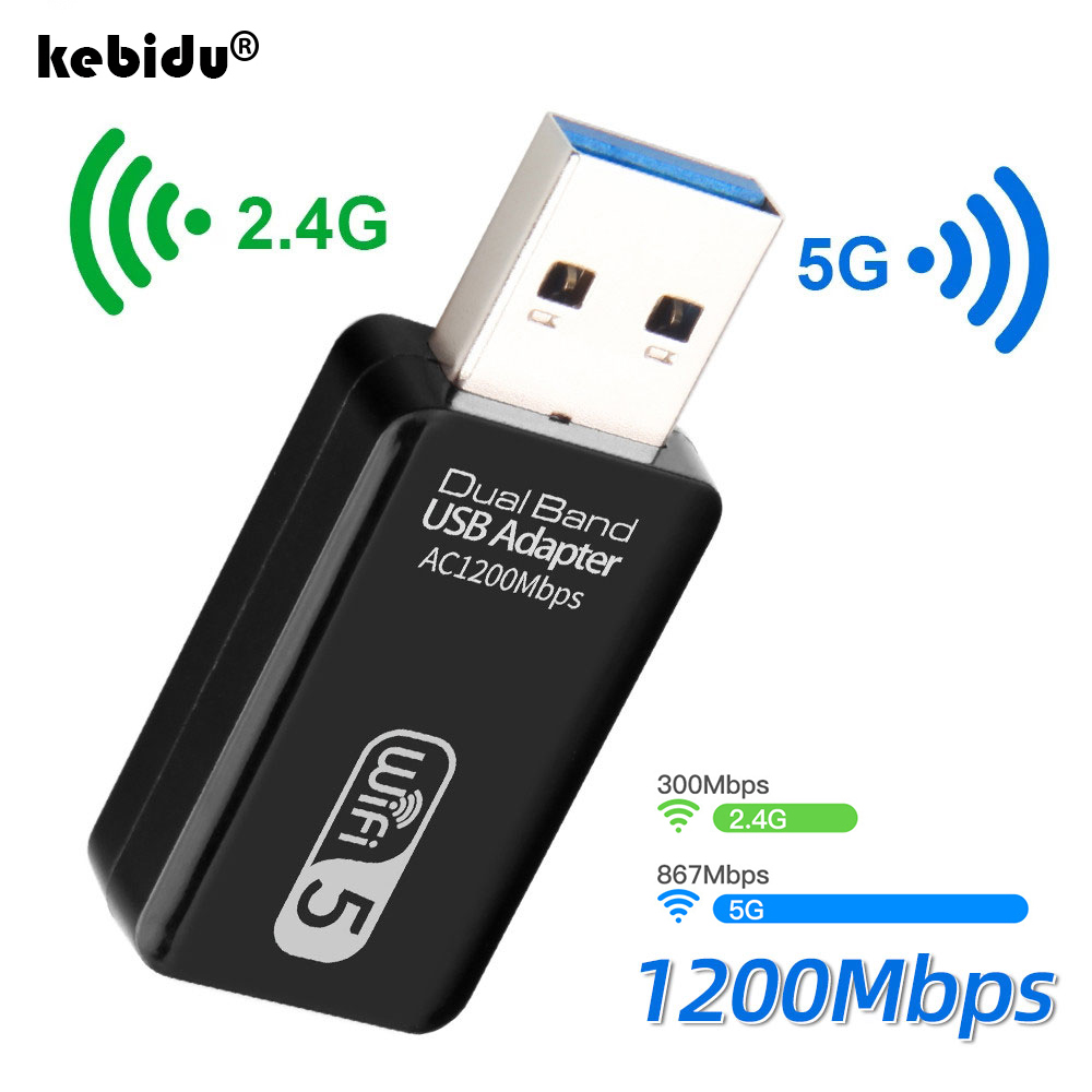 Adaptador Wifi 5G, adaptador USB 3,0, tarjeta de red inalámbrica de 1200Mbps, receptor Dongle Wifi, adaptador Lan Ethernet para Pc y portátil